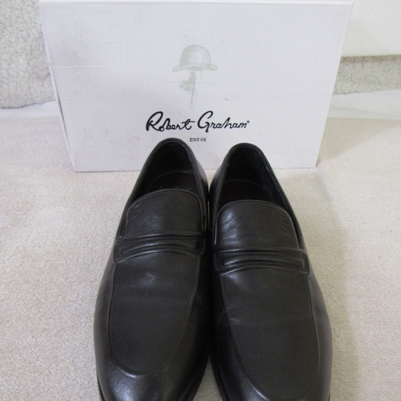 Robert Graham Sz 9.5D Black Logo Round Toe Slip On Loafers Shoes - Picture 5 of 10